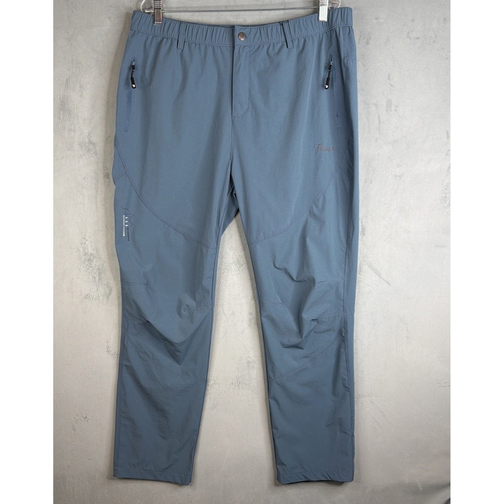 OutdoorSports Hiking Pants Mens XXL Blue Nylon Stretch Lightweight Zip Pocket